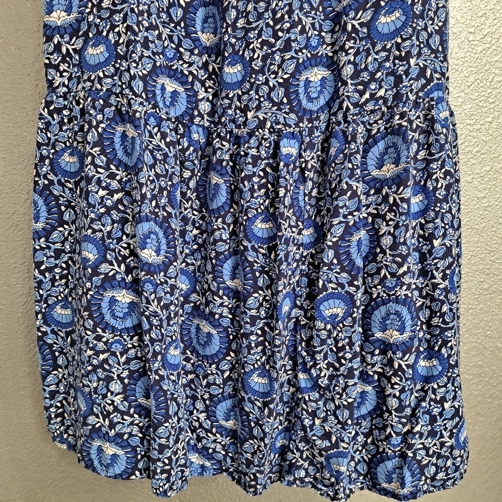 Boho Floral Dark Sea Blue Maxi Dress    Size M - Picture 3 of 10